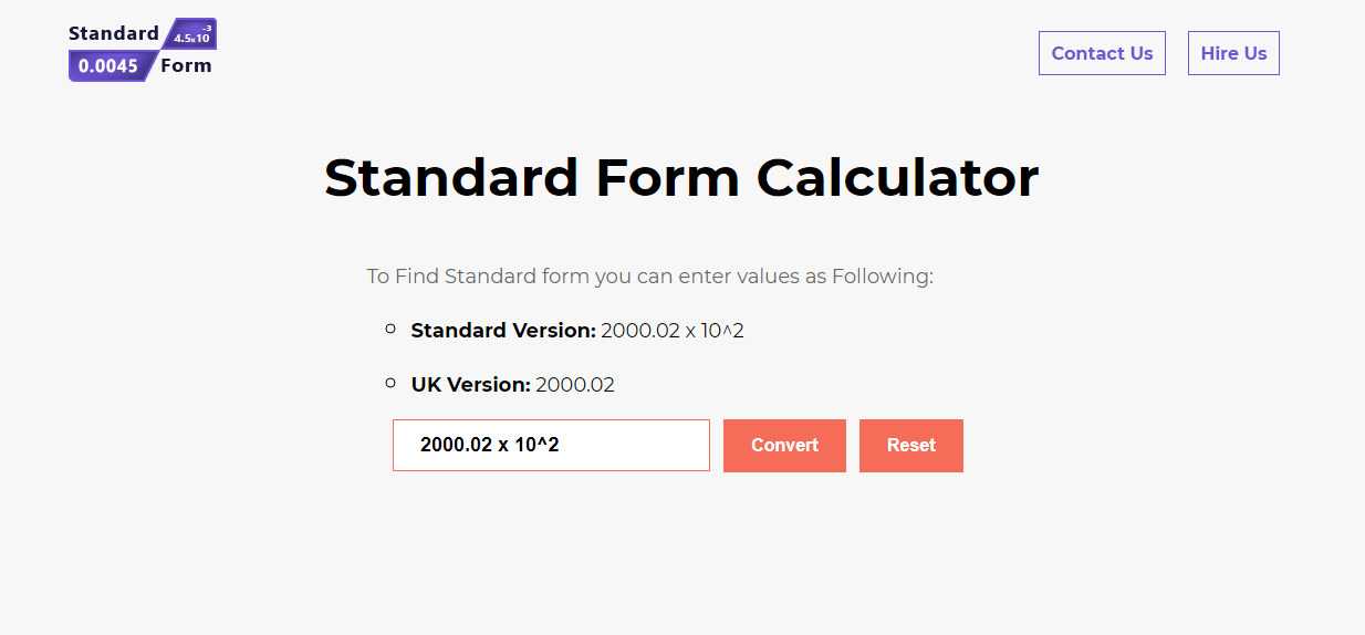 standardformcalculator